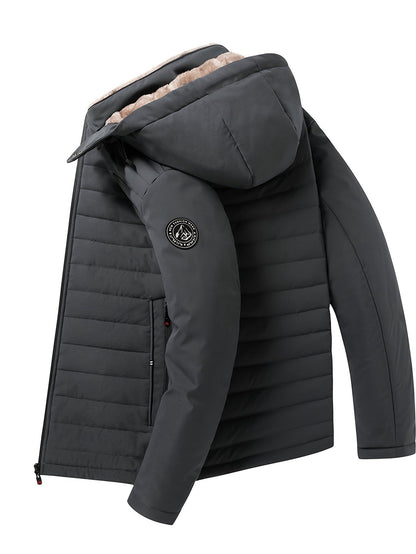 Men's Winter Parka Jacket with Fleece Lining and Hood