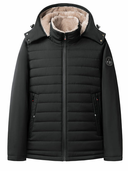 Men's Winter Parka Jacket with Fleece Lining and Hood