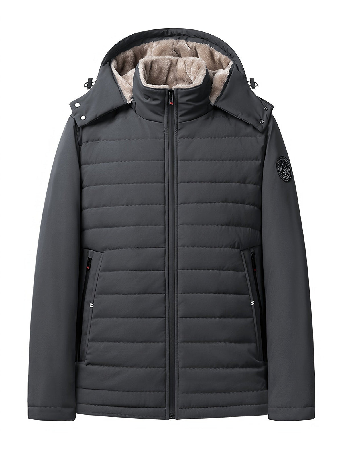 Men's Winter Parka Jacket with Fleece Lining and Hood