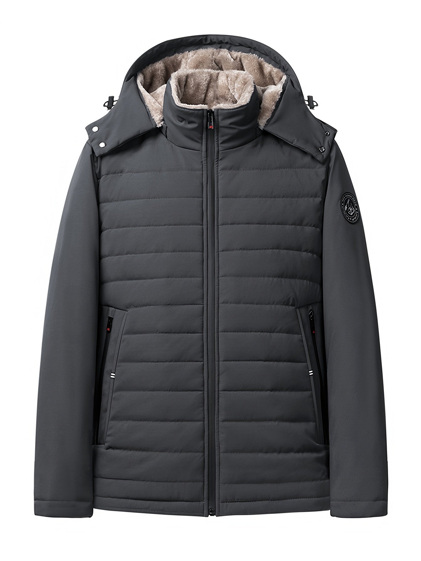 Men's Winter Parka Jacket with Fleece Lining and Hood