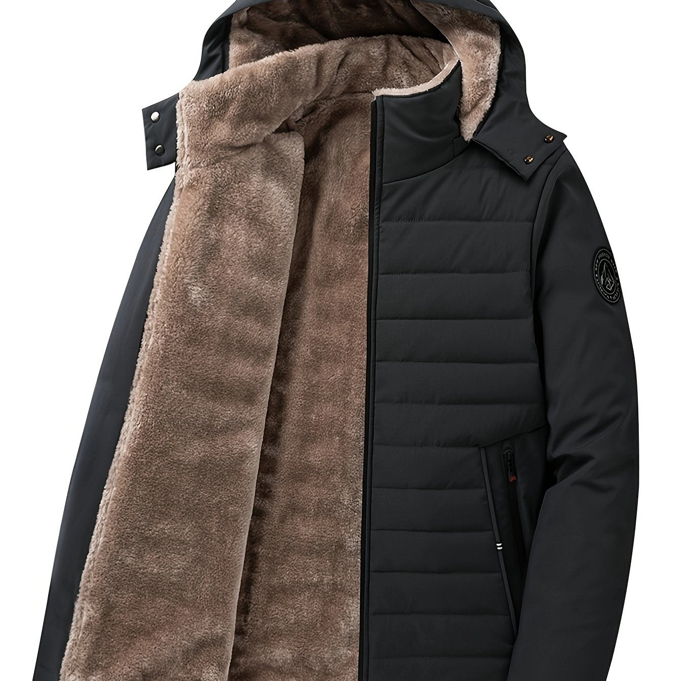 Men's Winter Parka Jacket with Fleece Lining and Hood