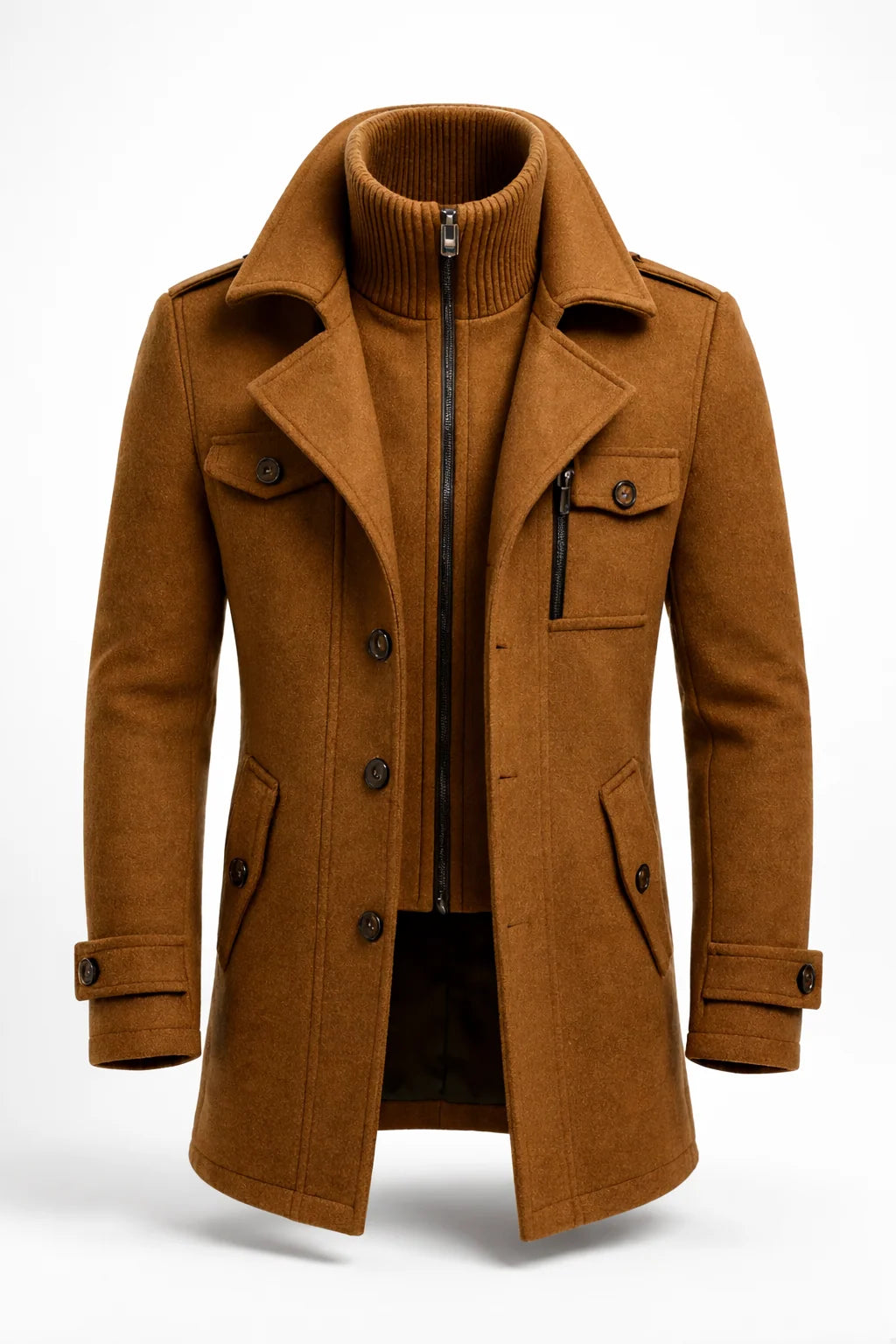 Men's Wool Blend Double-Breasted Overcoat