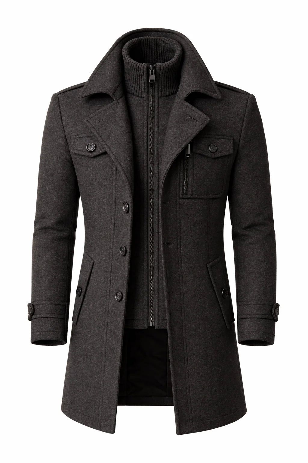 Men's Wool Blend Double-Breasted Overcoat