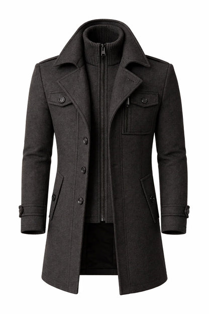 Men's Wool Blend Double-Breasted Overcoat