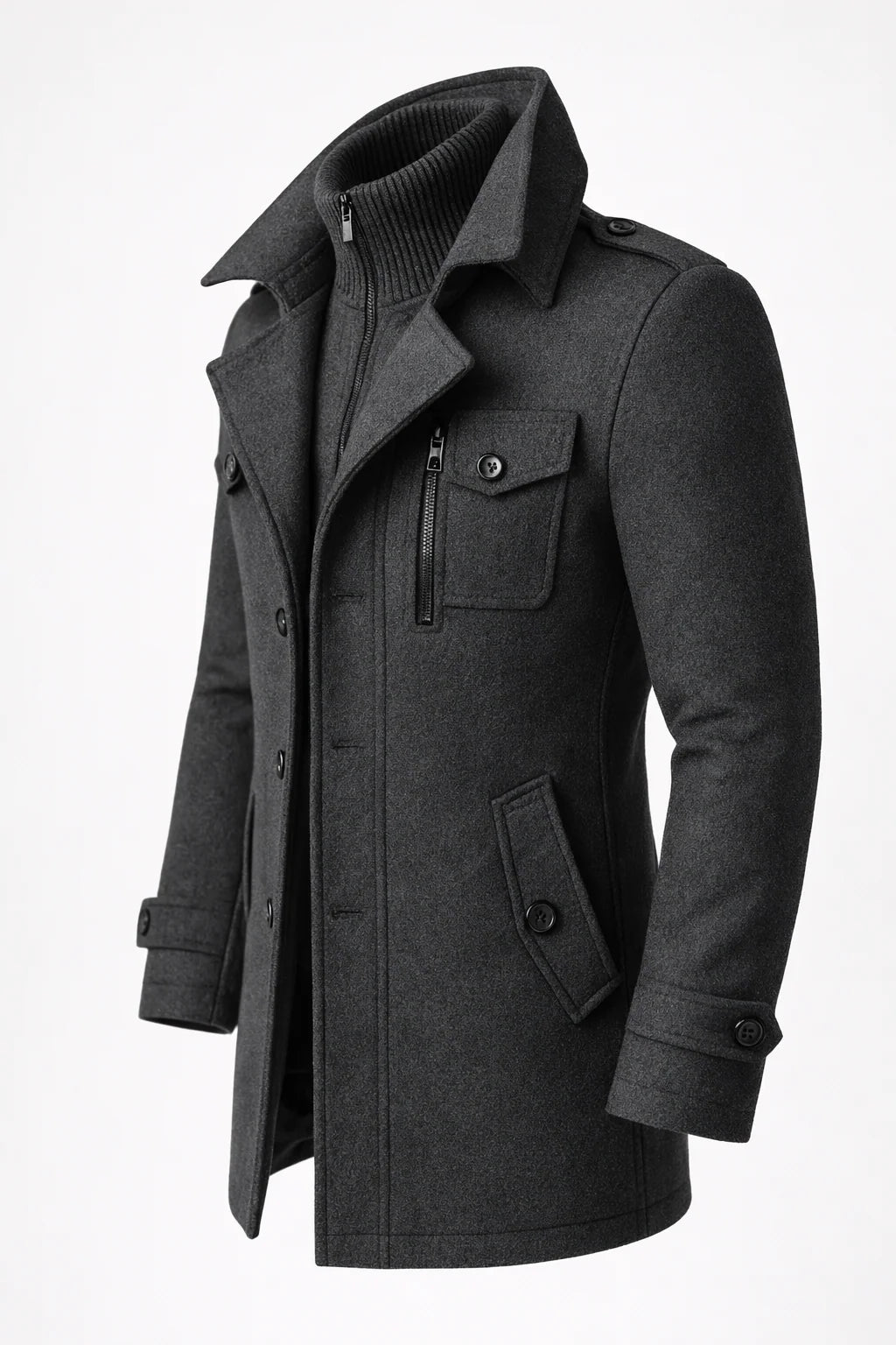 Men's Wool Blend Double-Breasted Overcoat