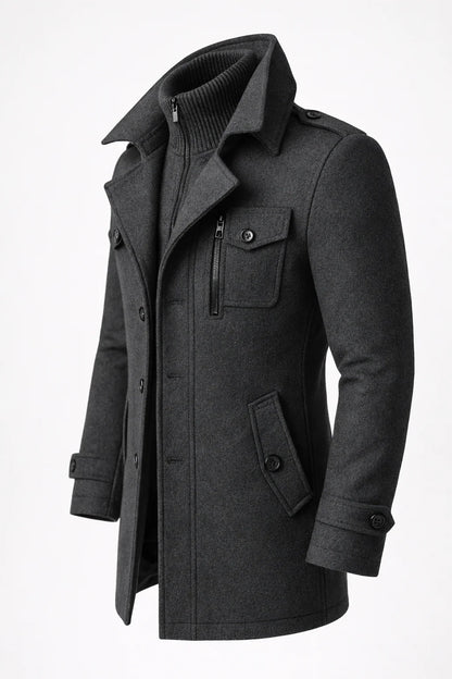 Men's Wool Blend Double-Breasted Overcoat