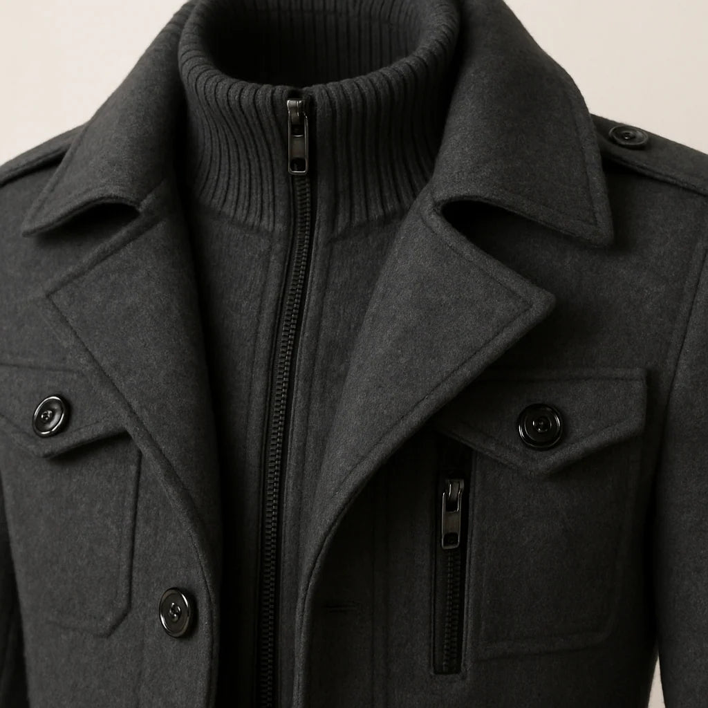 Men's Wool Blend Double-Breasted Overcoat