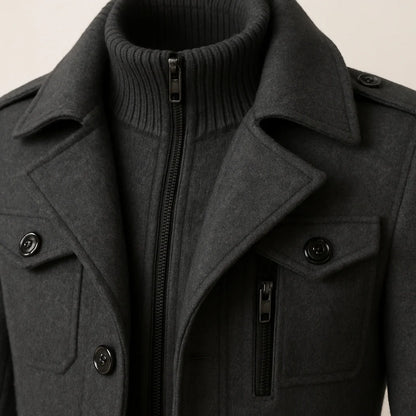 Men's Wool Blend Double-Breasted Overcoat