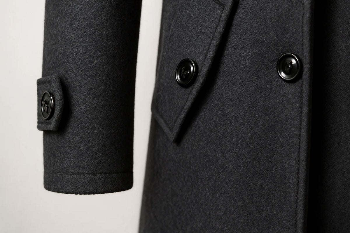 Men's Wool Blend Double-Breasted Overcoat