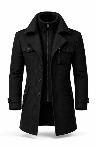 Men's Wool Blend Double-Breasted Overcoat