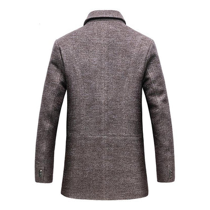 Men's Wool Blend Overcoat with Detachable Scarf