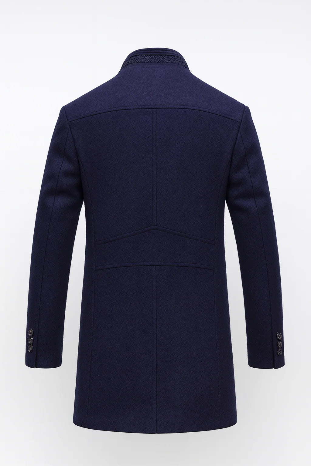 Men's Wool Blend Overcoat with Stand-Up Collar