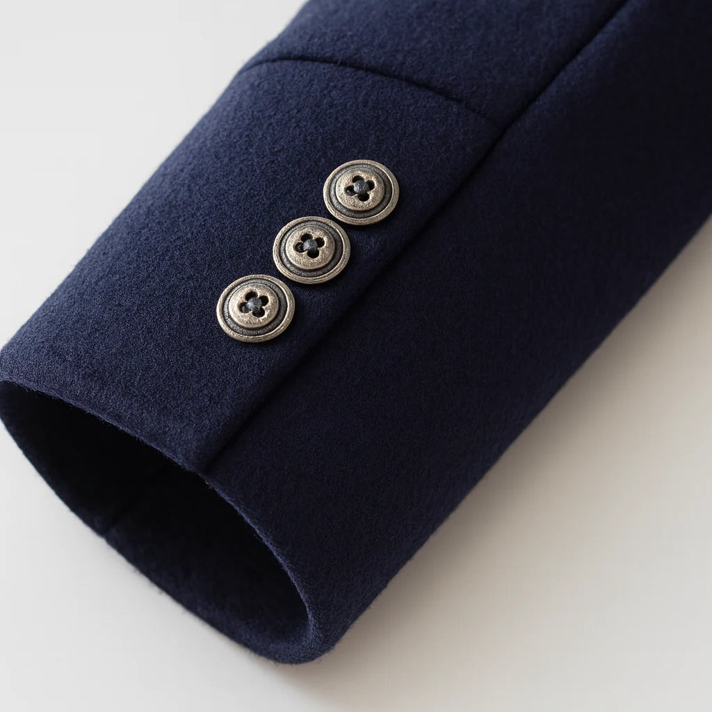 Men's Wool Blend Overcoat with Stand-Up Collar