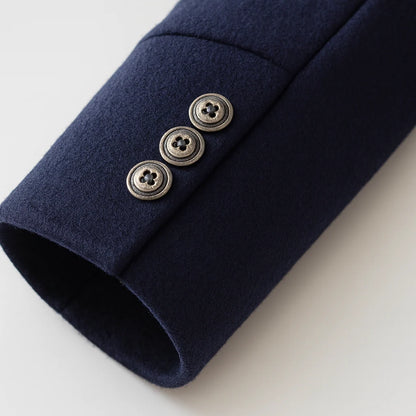 Men's Wool Blend Overcoat with Stand-Up Collar