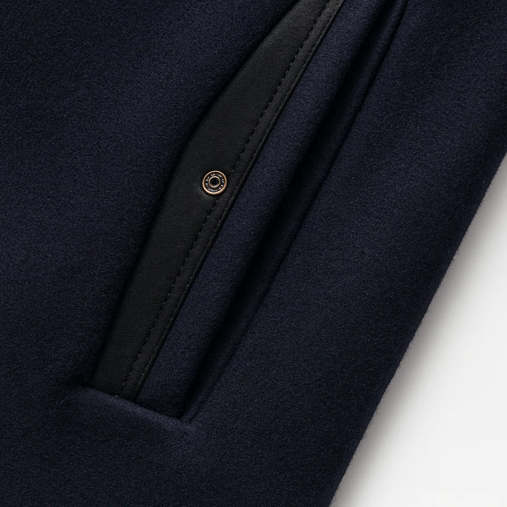 Men's Wool Blend Overcoat with Stand-Up Collar