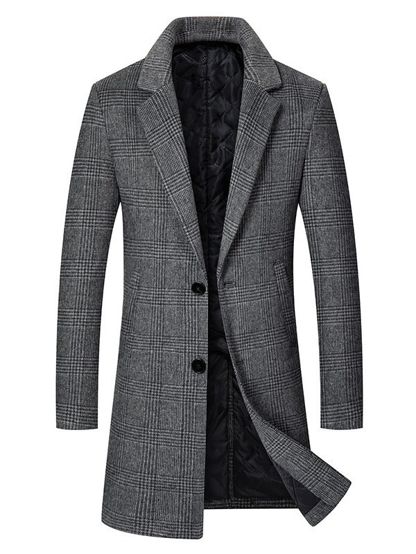 Men's Wool Blend Overcoat with Suit Collar