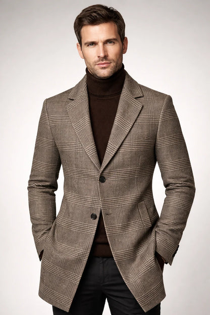 Men's Wool Blend Overcoat with Suit Collar