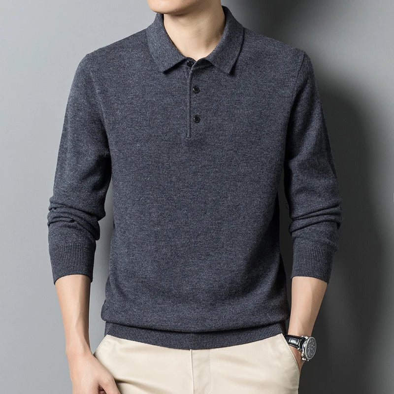 Men's Wool Blend Polo Sweater for Comfort and Style