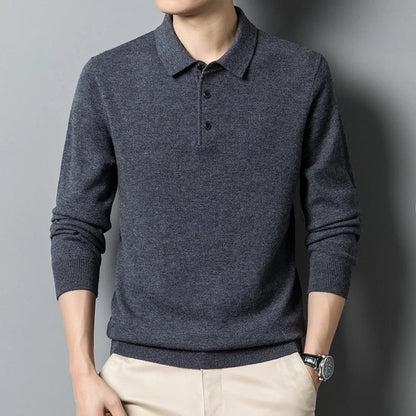 Men's Wool Blend Polo Sweater for Comfort and Style