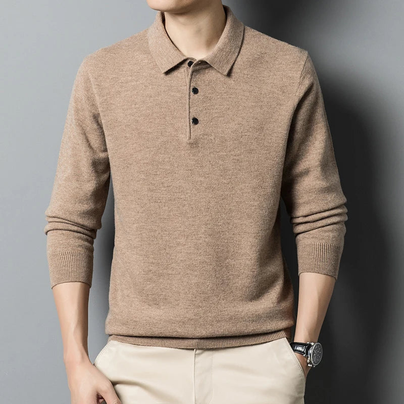 Men's Wool Blend Polo Sweater for Comfort and Style