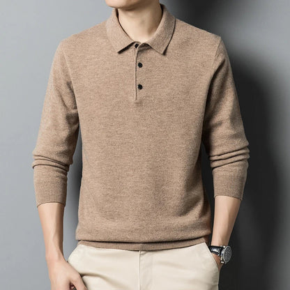 Men's Wool Blend Polo Sweater for Comfort and Style