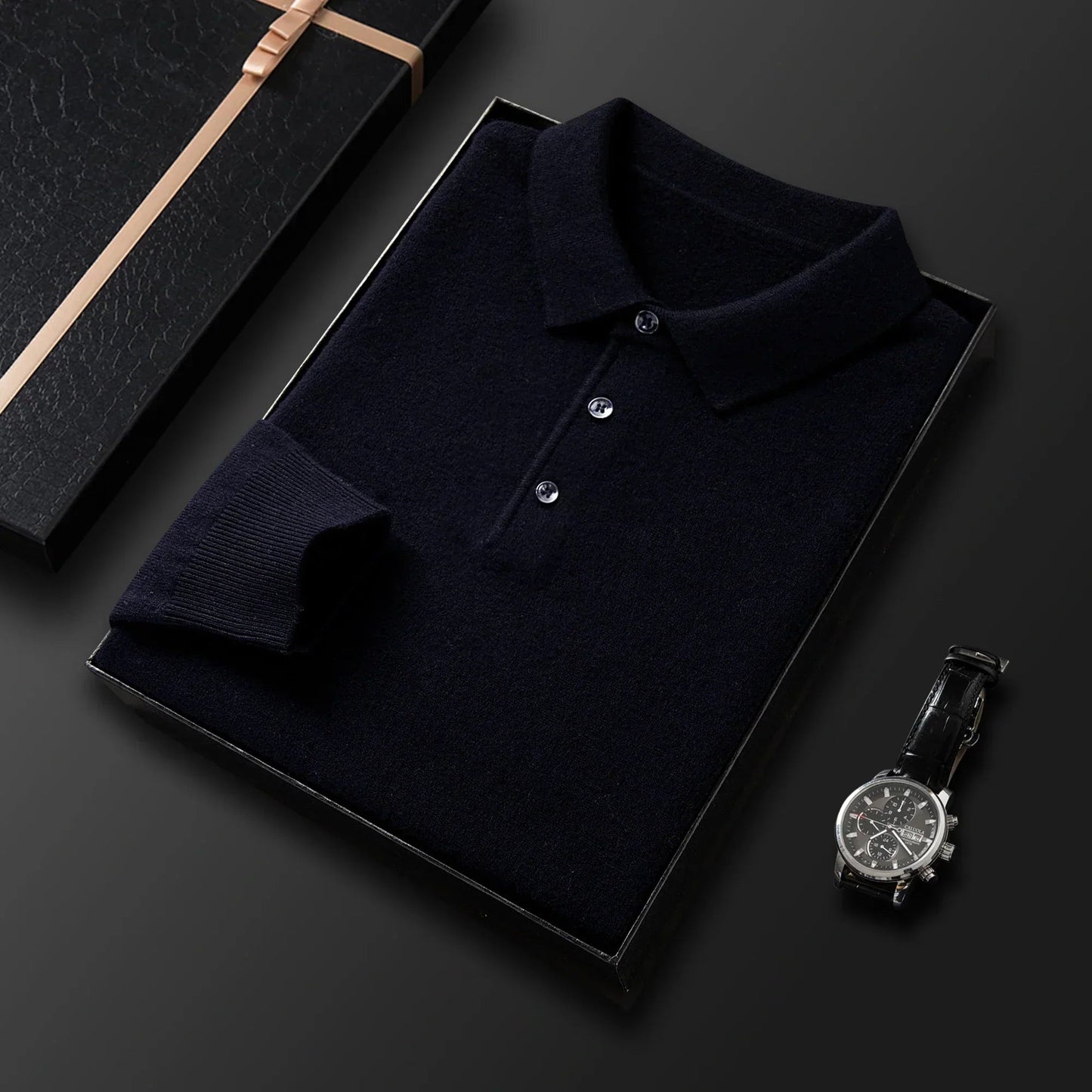 Men's Wool Blend Polo Sweater for Comfort and Style