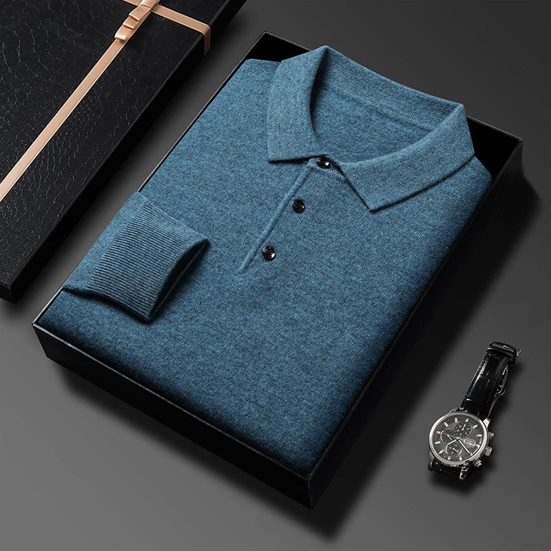 Men's Wool Blend Polo Sweater for Comfort and Style