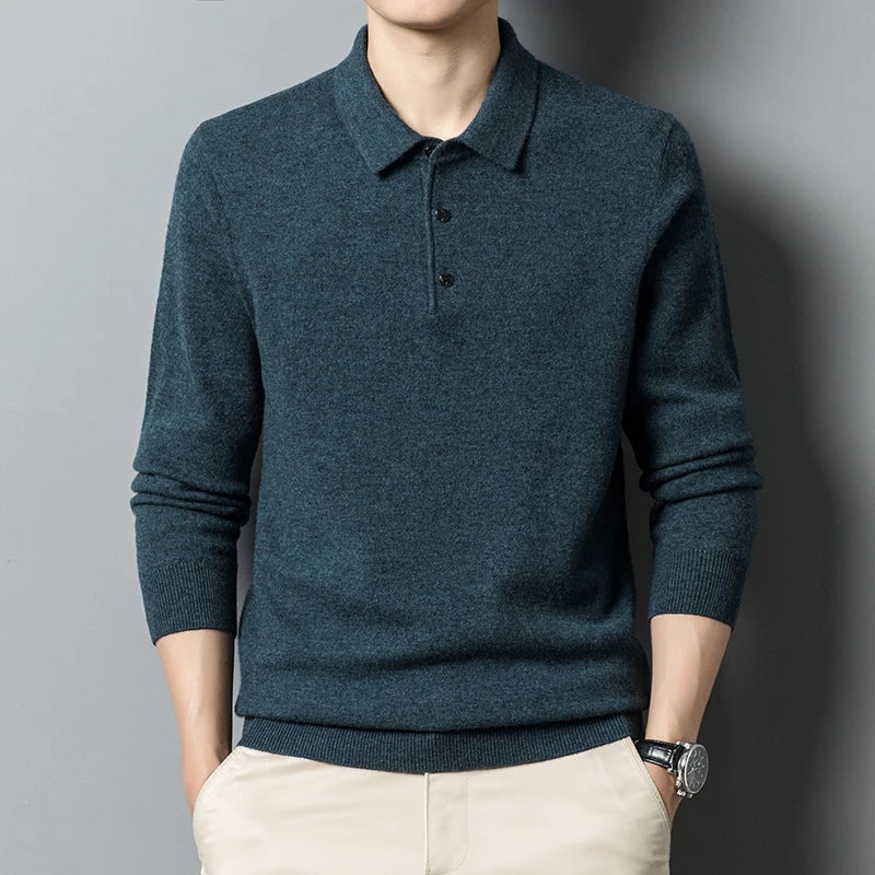 Men's Wool Blend Polo Sweater for Comfort and Style