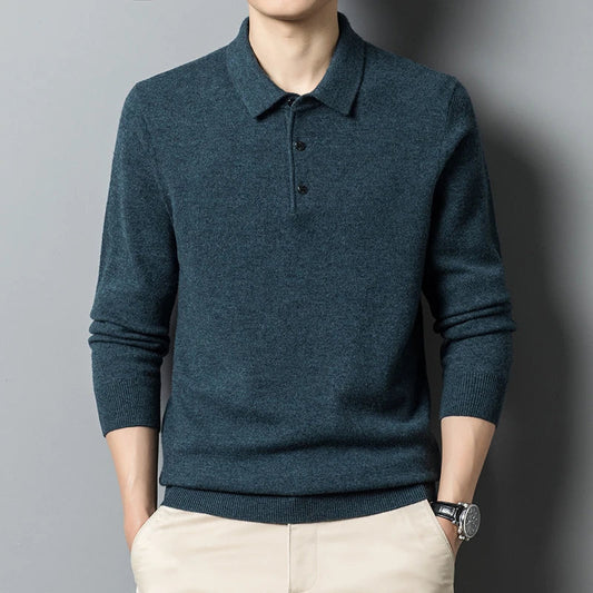 Men's Wool Blend Polo Sweater for Comfort and Style
