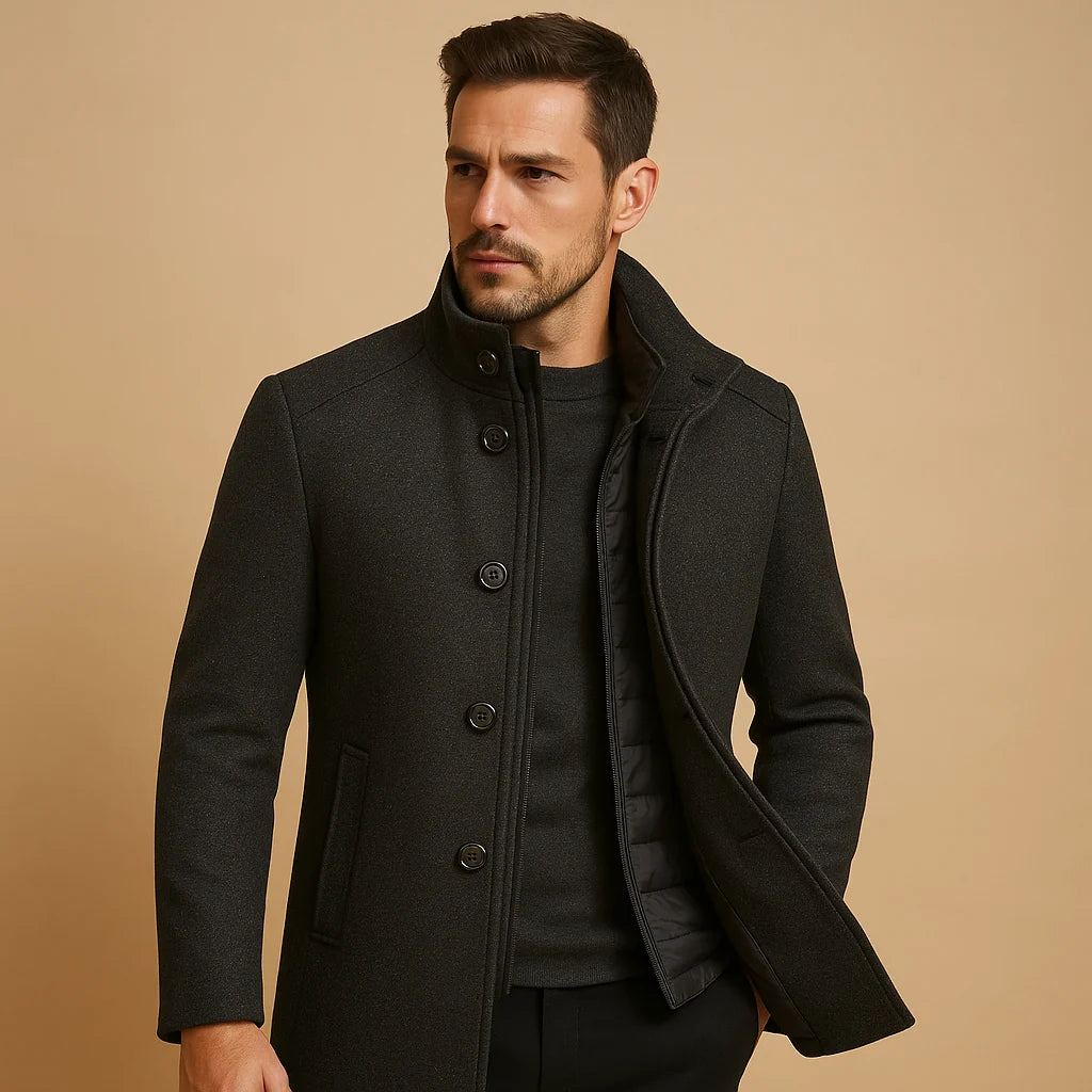 Men's Wool Blend Single-Breasted Coat