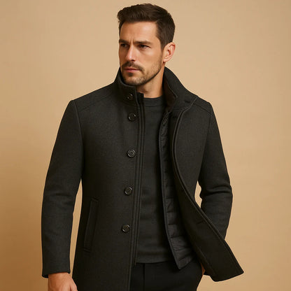 Men's Wool Blend Single-Breasted Coat