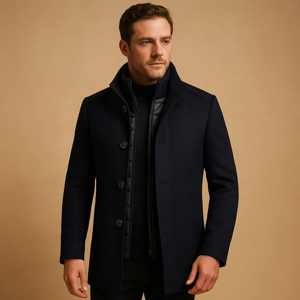 Men's Wool Blend Single-Breasted Coat