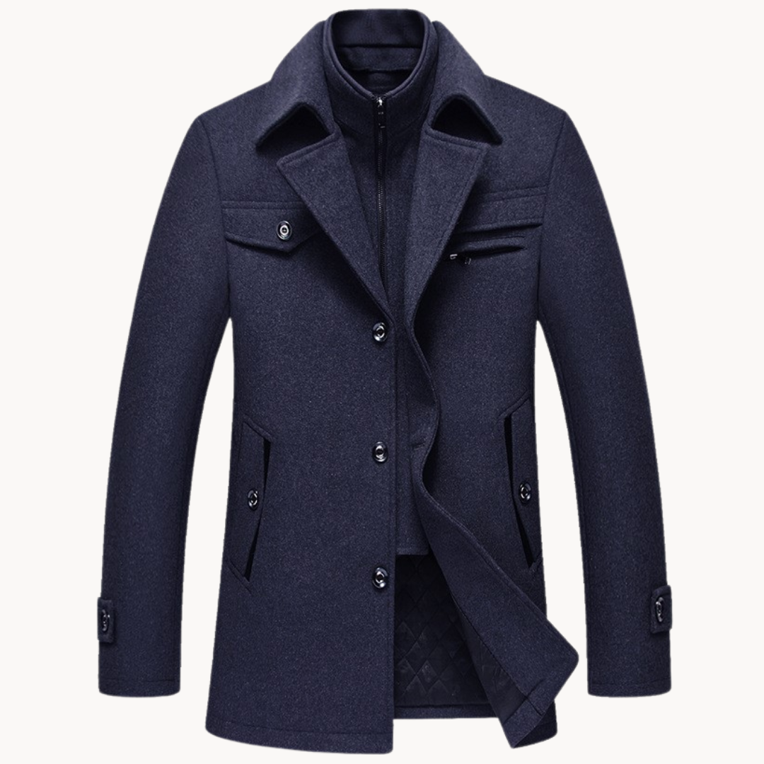 Men's Wool Blend Single-Breasted Coat