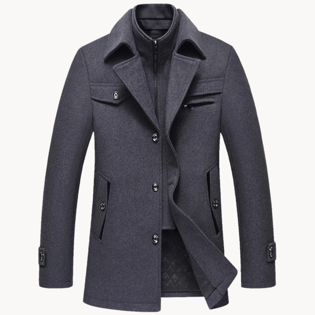 Men's Wool Blend Single-Breasted Coat