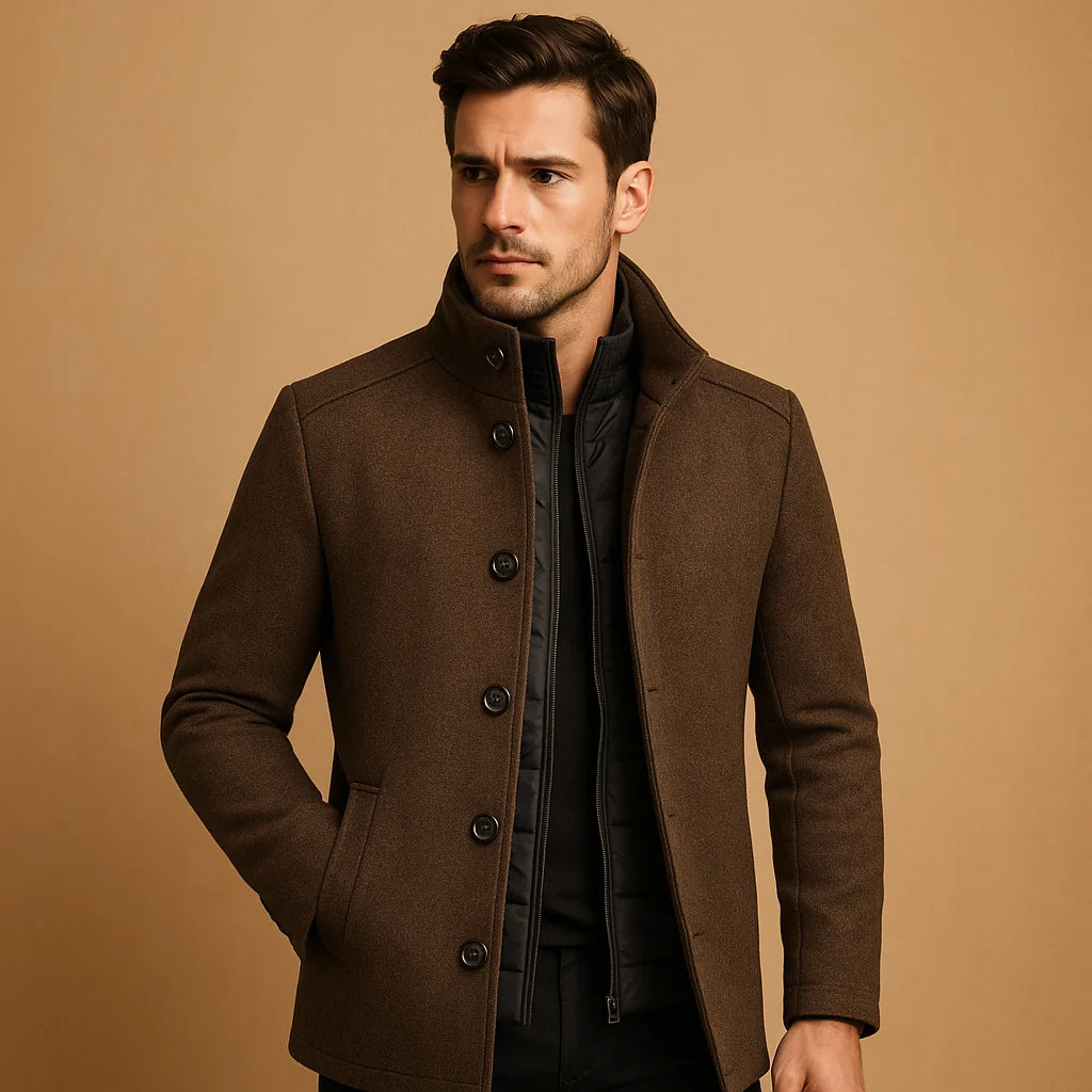 Men's Wool Blend Single-Breasted Coat