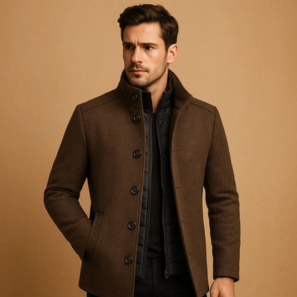 Men's Wool Blend Single-Breasted Coat