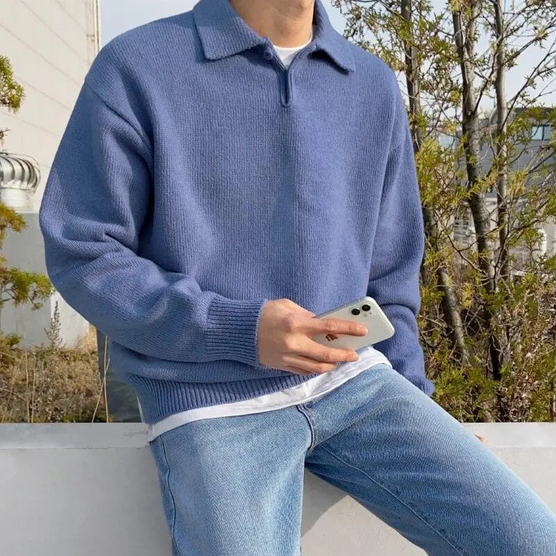 Men's Wool Half-Zip Sweater with Collar