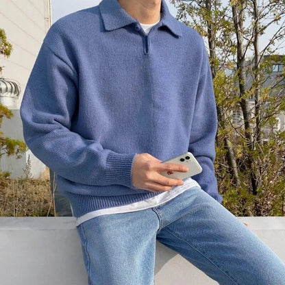 Men's Wool Half-Zip Sweater with Collar