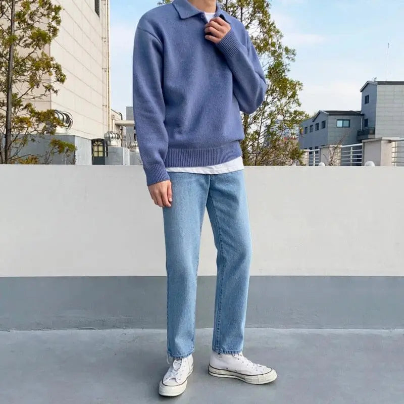 Men's Wool Half-Zip Sweater with Collar