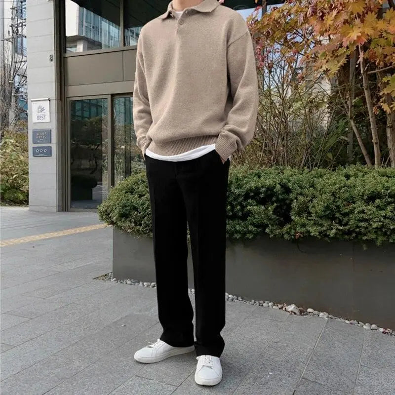 Men's Wool Half-Zip Sweater with Collar