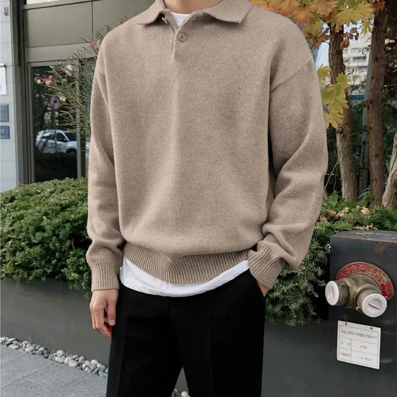 Men's Wool Half-Zip Sweater with Collar