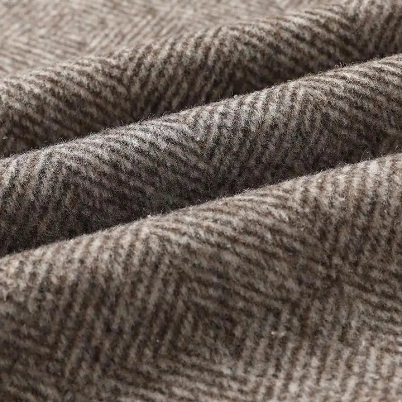 Men's Wool Herringbone Coat with Ribbed Collar