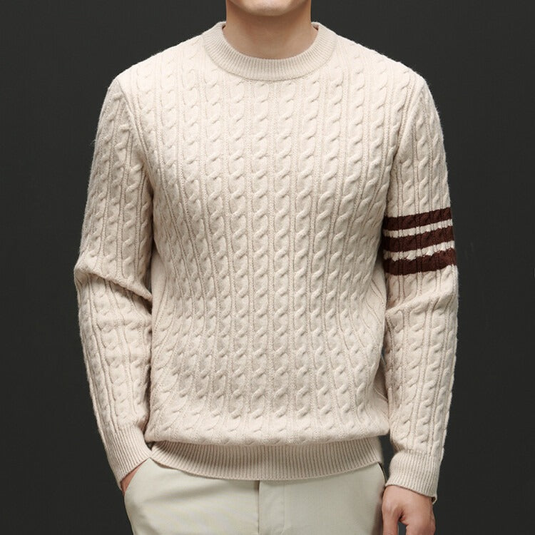Men's Wool Knit Cable Pattern Sweater