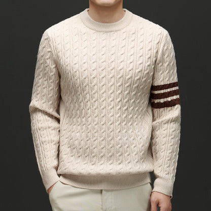 Men's Wool Knit Cable Pattern Sweater