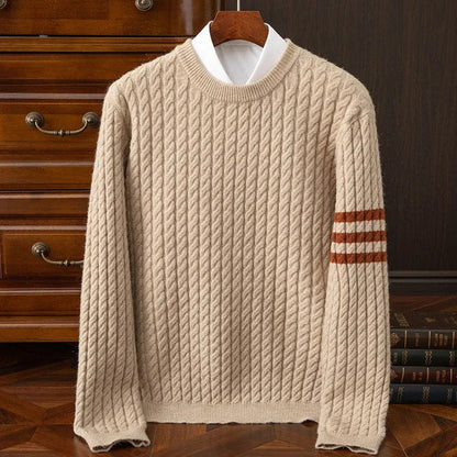 Men's Wool Knit Cable Pattern Sweater