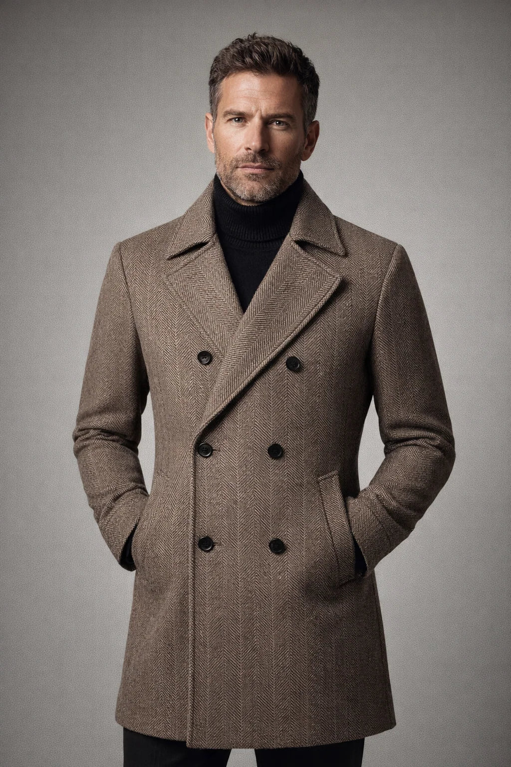 Men's Wool-Look Structured Overcoat