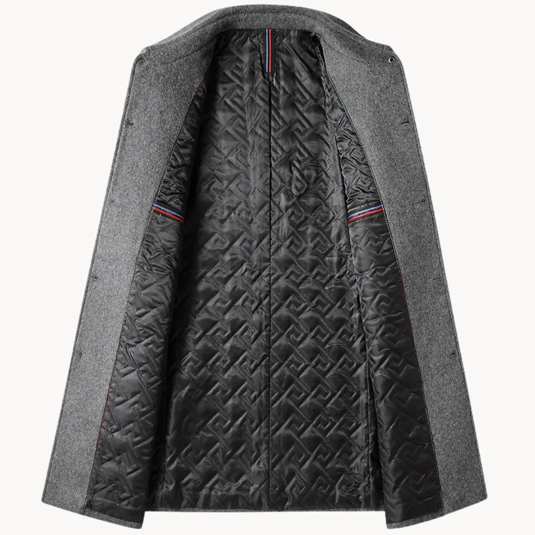 Men's Wool Stand-Up Collar Coat with Side Pockets