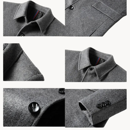 Men's Wool Stand-Up Collar Coat with Side Pockets
