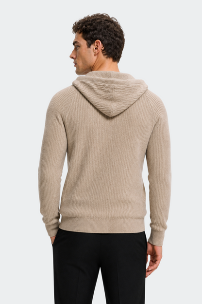 Men's Wool Zip Up Hooded Cardigan with Pockets