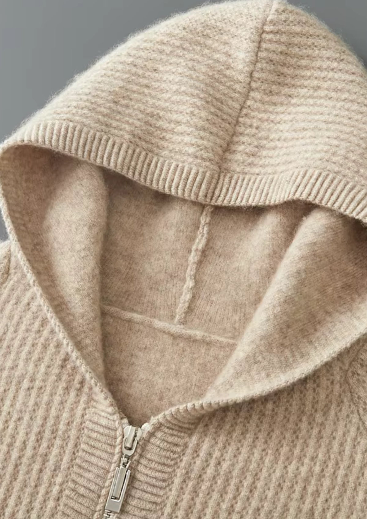 Men's Wool Zip Up Hooded Cardigan with Pockets